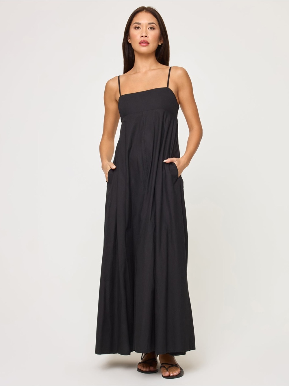 NEW L*SPACE Black Raveena Cotton Maxi Dress Size Large